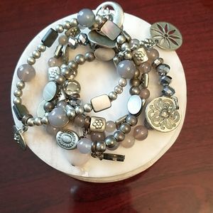 Stretchy bead and charm bracelet